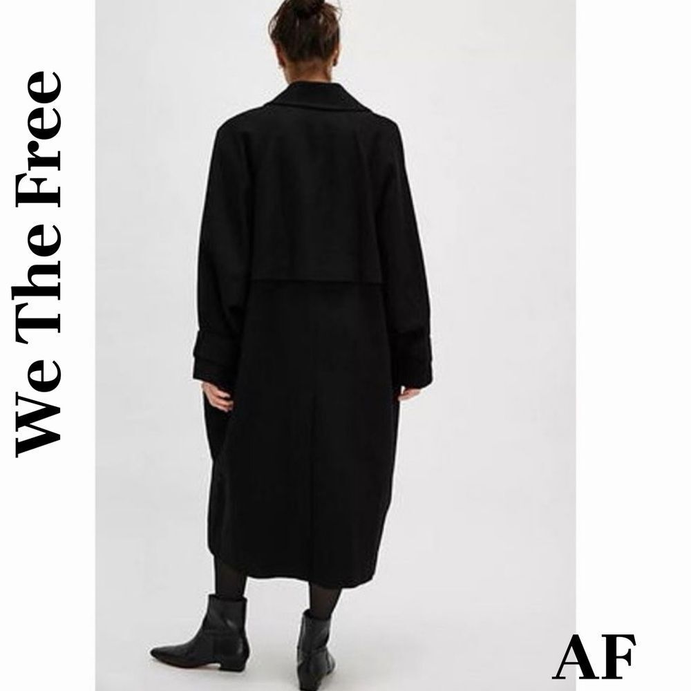 We The Free Need It Black Trench Coat with Leopard Print Collar in Medium New - Picture 2 of 5